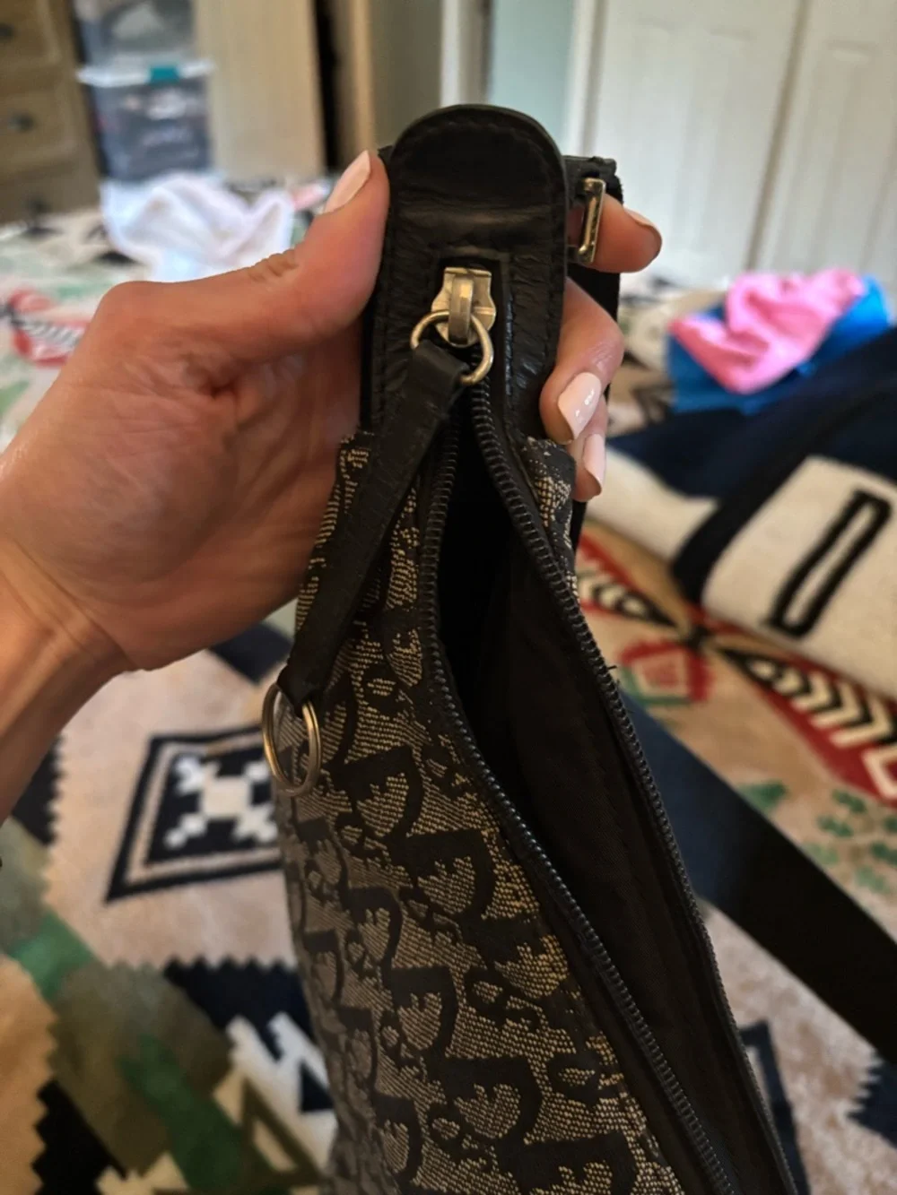 Dior Monogram Canvas Hobo Bag in Black and Gray - Picture 6 of 6